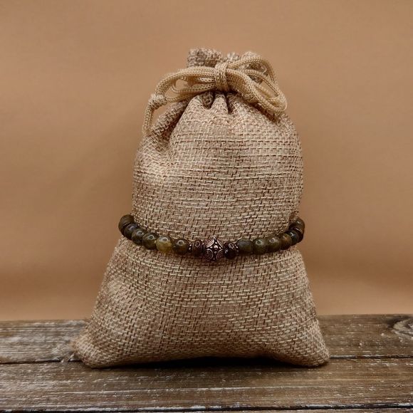 Matte Labradorite, Bronzite and Copper Bracelet - Picture 3 of 4